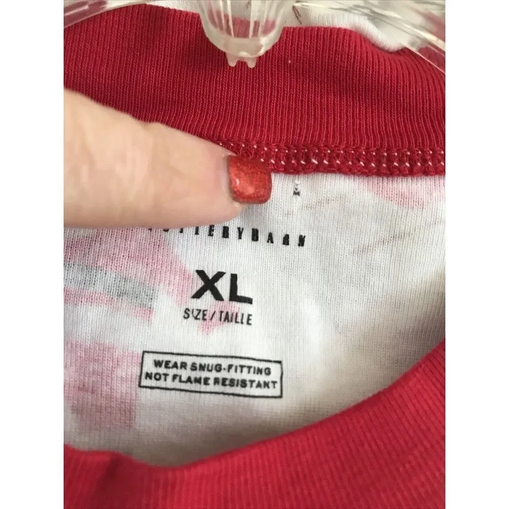 Pottery Barn Kids Heritage Santa Pajama Top Only Long Sleeve Organic cotton XL